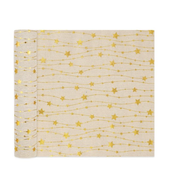 Bieżnik beżowy w złote gwiazdki 28x275cm