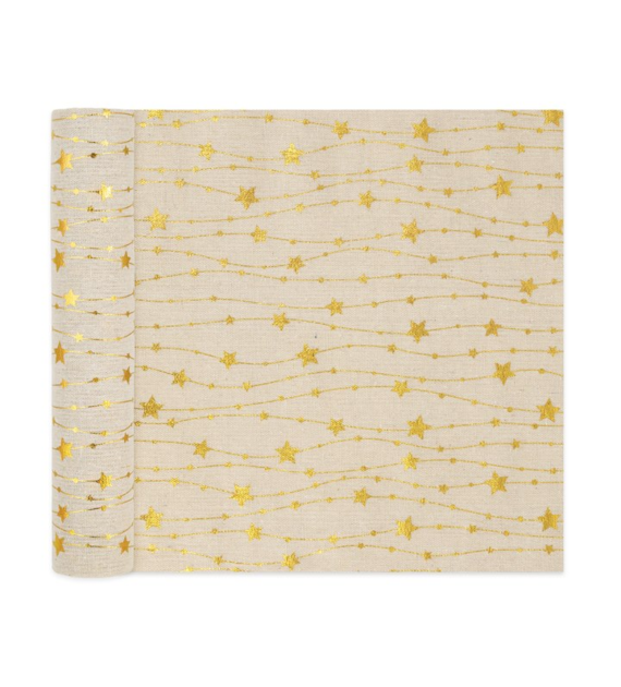 Bieżnik beżowy w złote gwiazdki 28x275cm