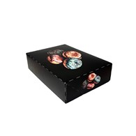 PUDEŁKO DO CIAST ZAMYKANE 310x220x80 PĄCZKI CZARNE (_/10x15/1)