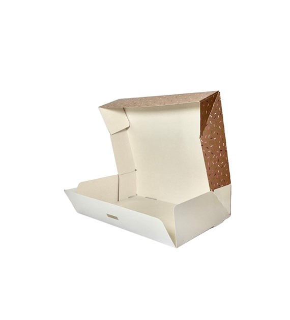 PUDEŁKO DO CIAST ZAMYKANE 310.220X80 PĄCZKI BEŻOWE (_/10x15/1)