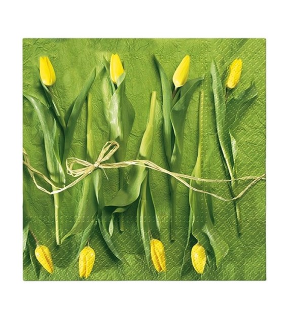 PAW Serwetka 3W 33x33cm nadruk Tulipany Żółte (_/12/20)
