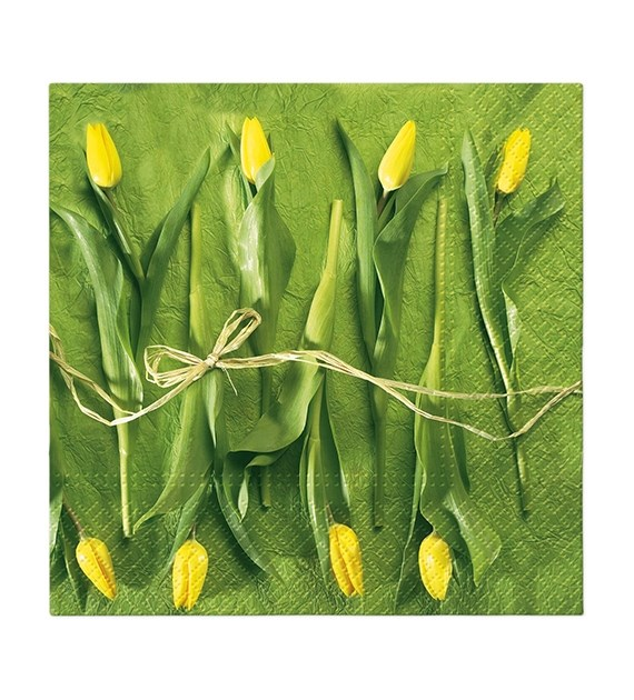 PAW Serwetka 3W 33x33cm Nadruk tulipany żółte (_/12/20)