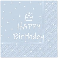 PAW Serwetka 3W 33x33cm NIEBIESKIE nadruk HAPPY BIRTHDAY (_/12/20)