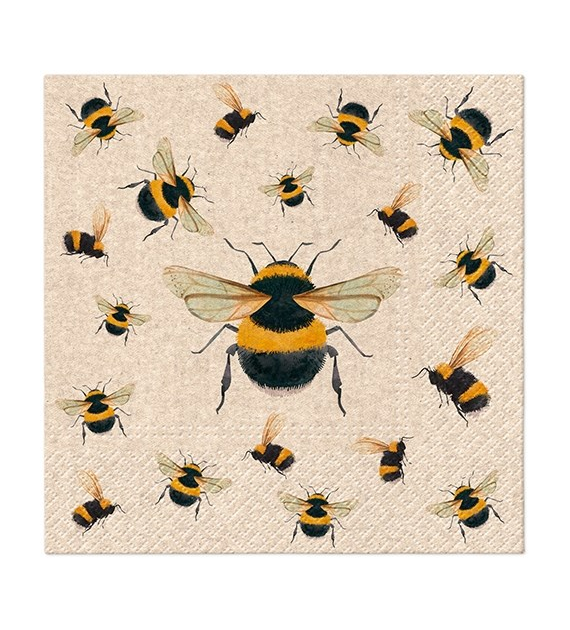 PAW Serwetka 3W 33x33cm Nadruk tańczące pszczółki (_/12/20)