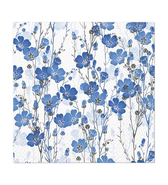 PAW Serwetka 3W 33x33cm nadruk Niebieskie Kwiaty (_/12/20)