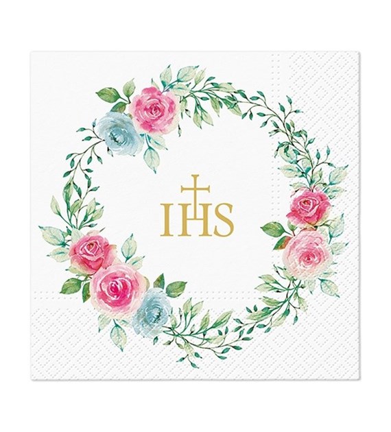 PAW Serwetka 3W 33x33cm nadruk Girlanda Kwiatowa IHS  (_/12/20)