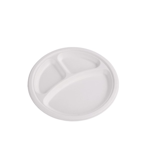 Love Nature talerz z trzcicny cukrowej trójdzielny 23cm (_/10/50)