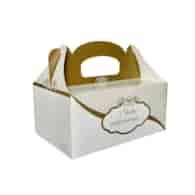 OZDOBNE PUDEŁKO NA CIASTO 19x14x9cm BIAŁO-ZŁOTE (_/50/1)