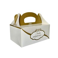 OZDOBNE PUDEŁKO NA CIASTO 19x14x9cm -ZŁOTE-