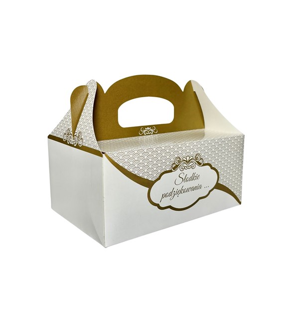 OZDOBNE PUDEŁKO NA CIASTO 19x14x9cm -ZŁOTE-