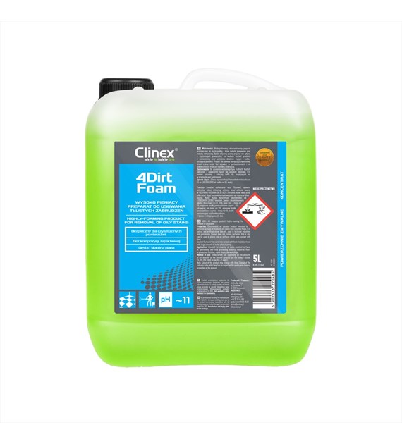 CLINEX 4DIRT FOAM Wysoko pieniący preparat do usuwania tłustych zabrudzeń 5L (96/1/1)