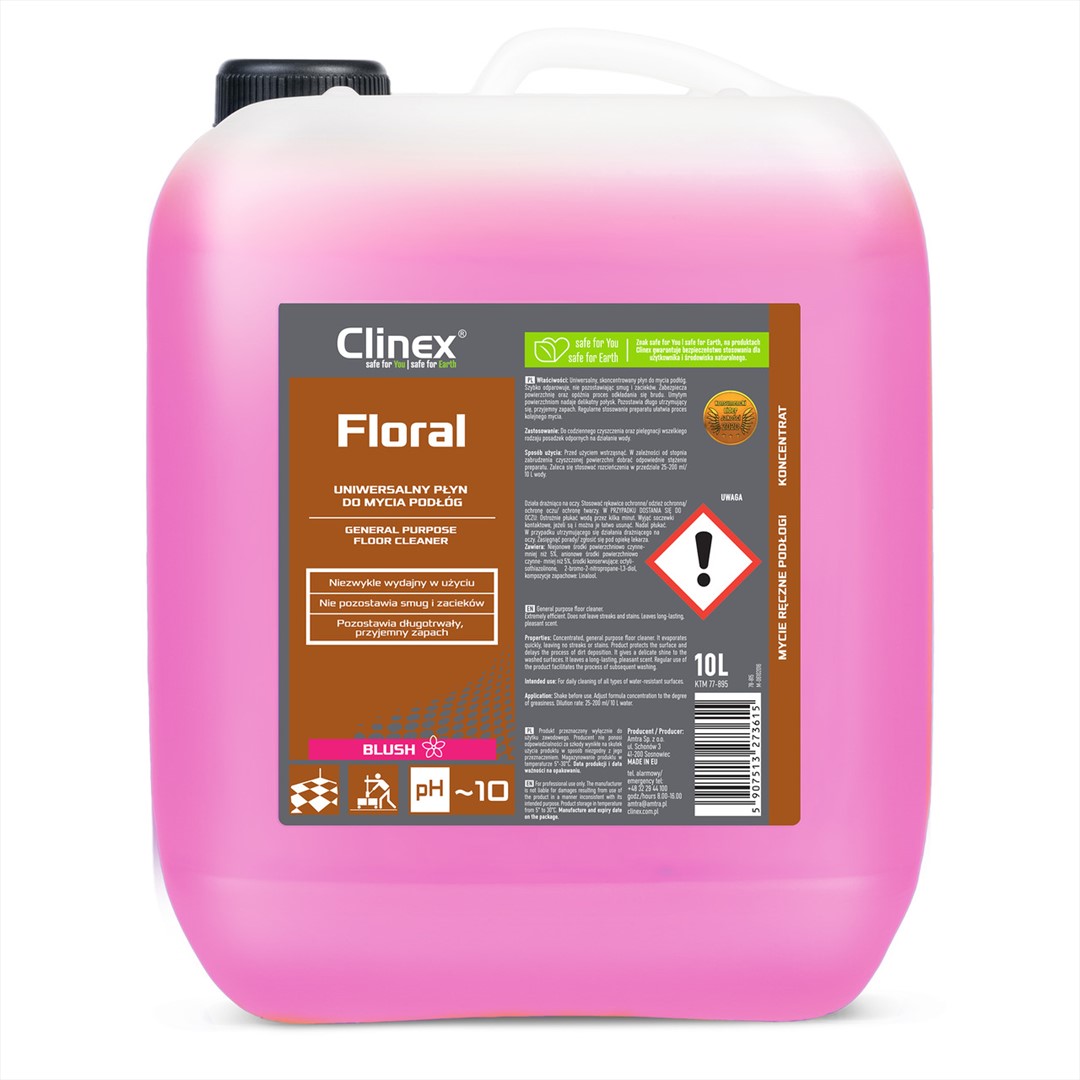 CLINEX FLORAL Uniwersalny płyn do mycia podłóg BLUSH 10L (40/1/1)