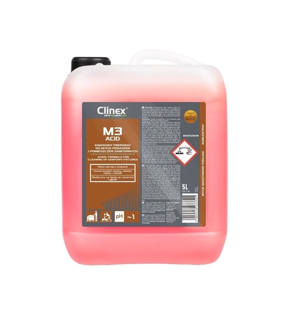 CLINEX M3 ACID Kwasowy preparat do mycia posadzek i pomieszczeń sanitarnych 5L (96/1/1)