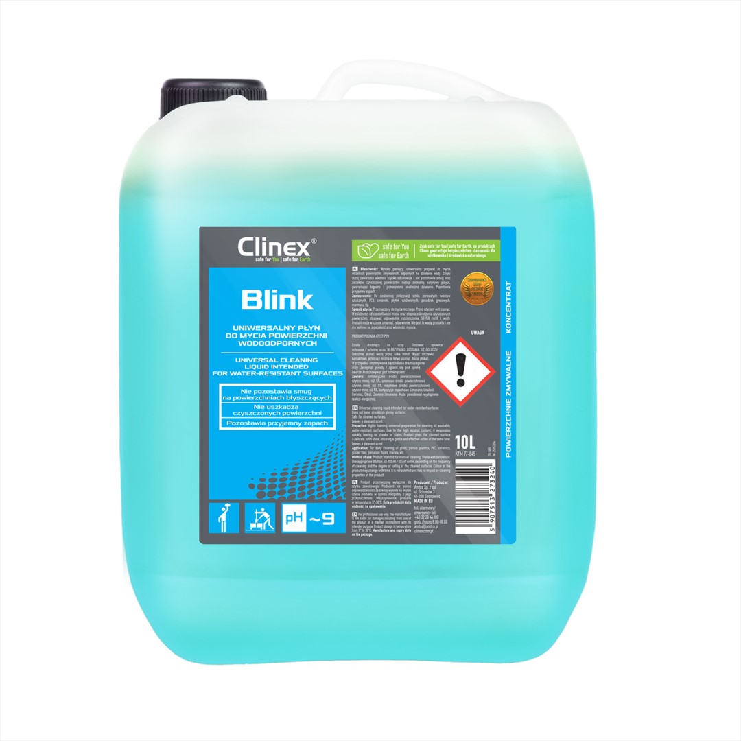 CLINEX BLINK Uniwersalny płyn do mycia powierzchni wodoodpornych 10L (40/1/1)