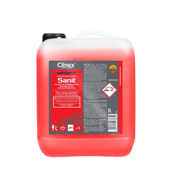 CLINEX PROFIT SANIT Do mycia powierzchni zmywalnych w sanitariatach 5L (96/1/1)