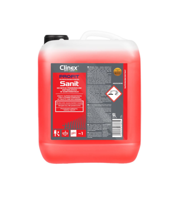 CLINEX PROFIT SANIT Do mycia powierzchni zmywalnych w sanitariatach 5L (96/1/1)
