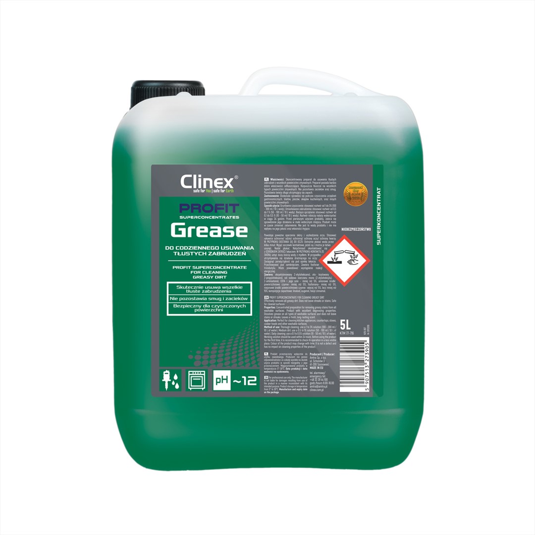 CLINEX PROFIT GREASE Do codziennego usuwania tłustych zabrudzeń 5L (96/1/1)