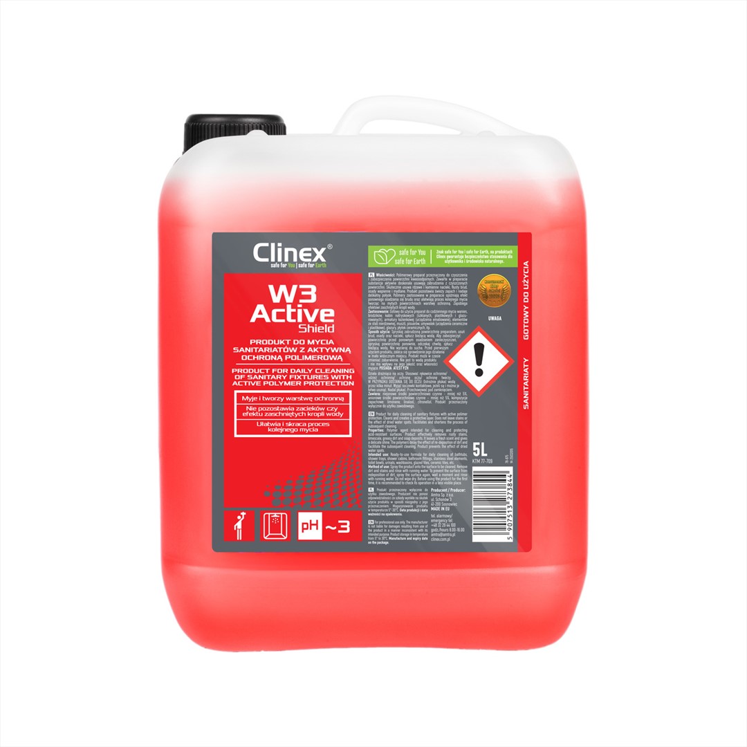 CLINEX W3 ACTIVE SHIELD Produkt do mycia sanitariatów z aktywną ochroną polimerową 5L (96/1/1)