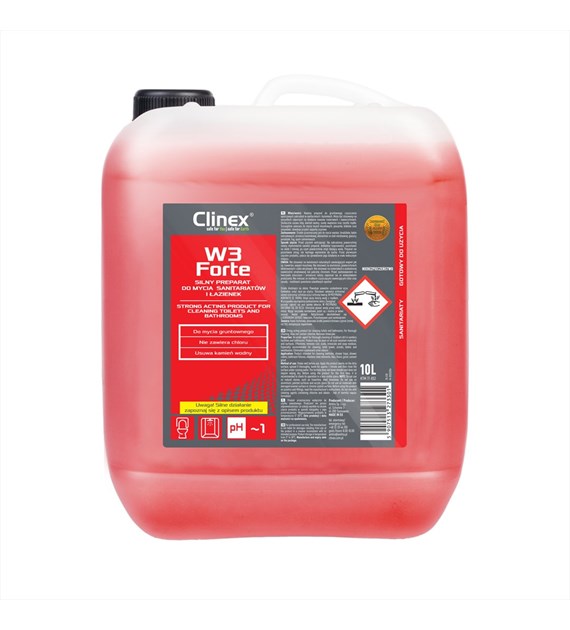 CLINEX W3 FORTE Silny preparat do mycia sanitariatów i łazienek 10L (40/1/1)