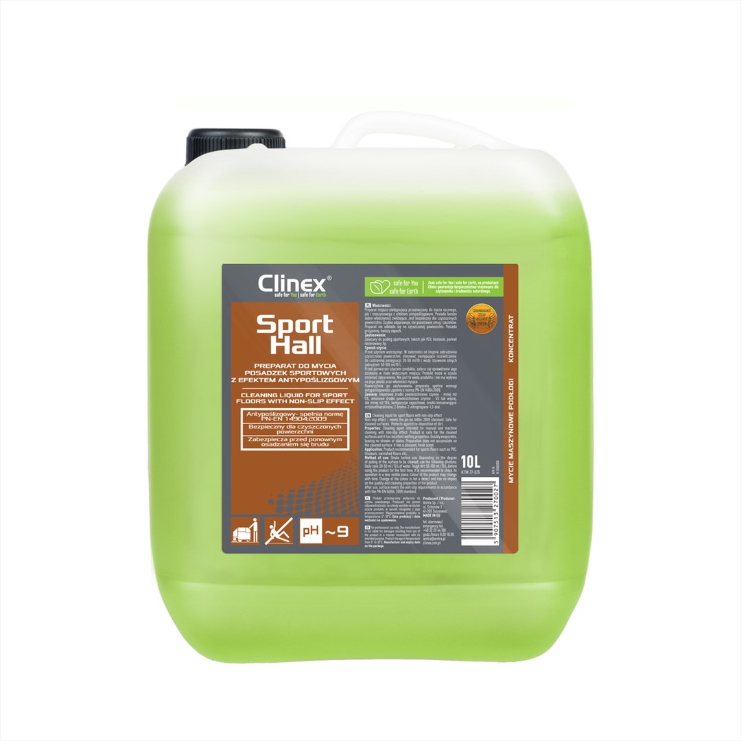 CLINEX SPORTHALL Preparat do mycia posadzek sportowych z efektem antypoślizgowym 10L (40/1/1)