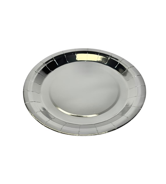 TALERZE PAPIEROWE 23cm SREBRNE (6szt)