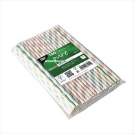SŁOMKA PAPIEROWA 20cm fi6mm PASKI-MIX KOLOR PASTELOWE (880/10/100)