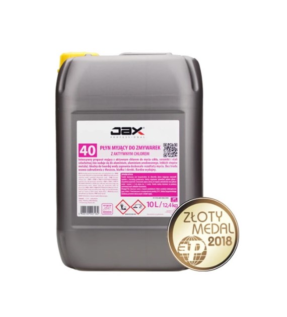 JAX PROFESSIONAL PŁYN MYJĄCY DO ZMYWAREK Z AKTYWNYM CHLOREM 10L (60/1/1)