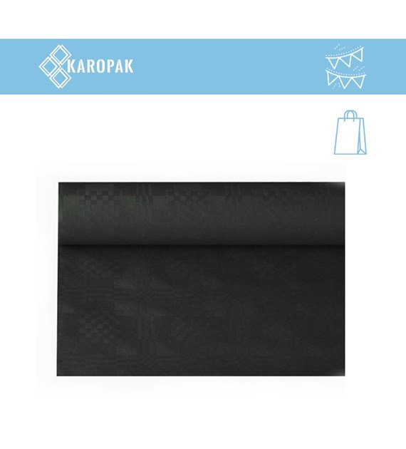 OBRUS PAPIEROWY W ROLCE 1,2x8m WYTŁOCZENIE DAMASZKOWE CZARNY (28/12/1)