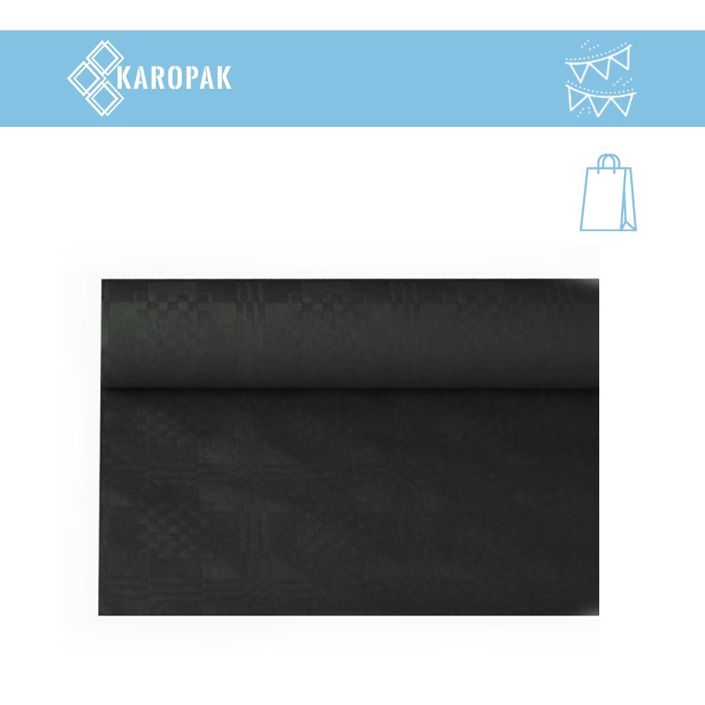 OBRUS PAPIEROWY W ROLCE 1,2x8m WYTŁOCZENIE DAMASZKOWE CZARNY