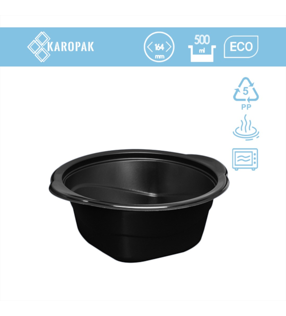 (REUSE) Miska żebrowana D-5500RC fi165mm 500ml CZARNA (16/12/50)