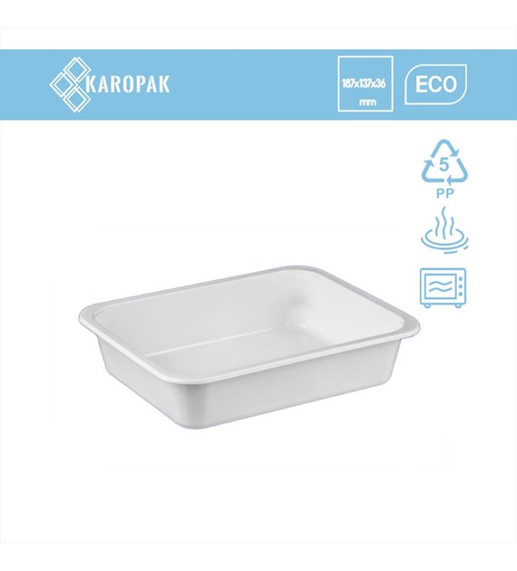 (REUSE) Pojemnik W1/601B 187x137x36 650ml BIAŁY (12/640/1)