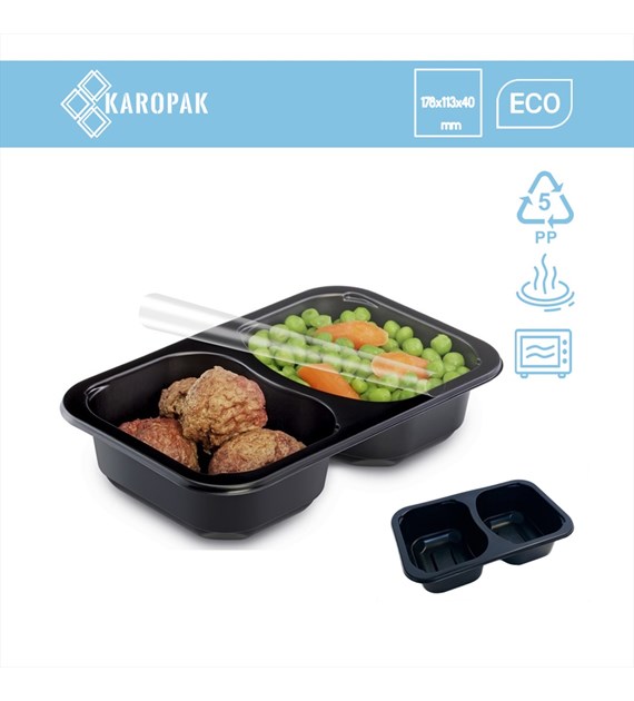 (REUSE) Pojemnik MAP2C 178x113x40 2x225ml dwudzielny CZARNY (42/4/80)