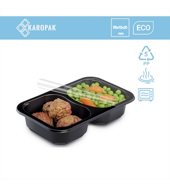 (REUSE) Pojemnik MAP2C 178x113x50 2x275ml dwudzielny CZARNY (42/4/80)