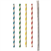 SŁOMKA PAPIEROWA 20cm fi6mm PASKI-MIX KOLOR POJEDYŃCZO PAKOWANE (600/10/100)
