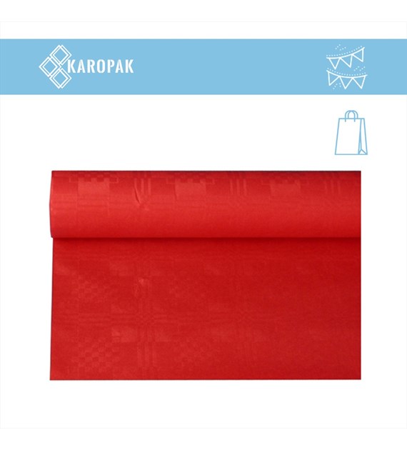 OBRUS PAPIEROWY W ROLCE 1,2x8m WYTŁOCZENIE DAMASZKOWE CZERWONY (_/12/1)