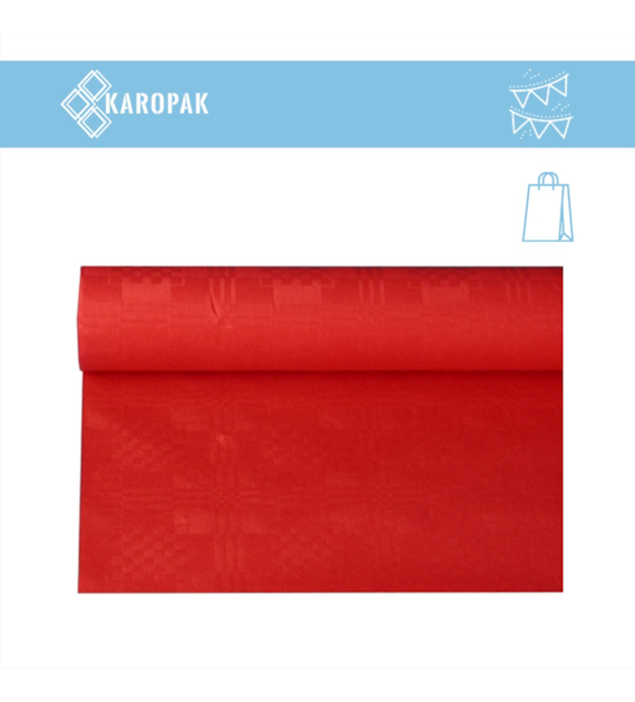 OBRUS PAPIEROWY W ROLCE 1,2x8m WYTŁOCZENIE DAMASZKOWE CZERWONY (_/12/1)