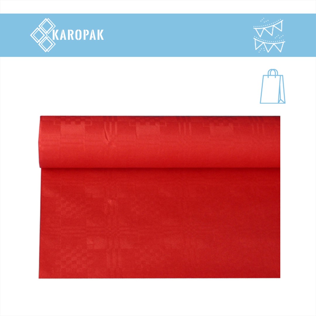 OBRUS PAPIEROWY W ROLCE 1,2x8m WYTŁOCZENIE DAMASZKOWE CZERWONY (_/12/1)