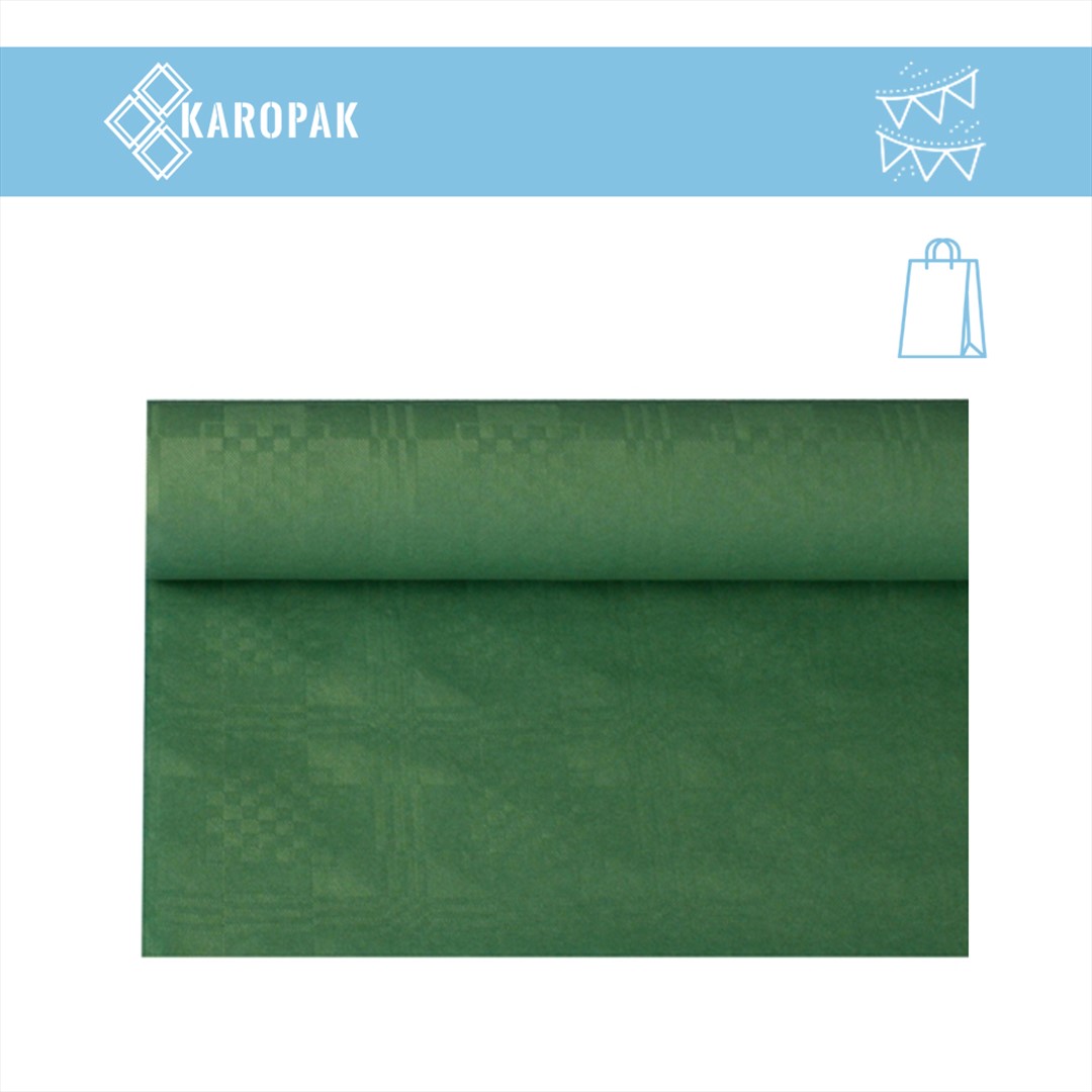 OBRUS PAPIEROWY W ROLCE 1,2x8m WYTŁOCZENIE DAMASZKOWE CIEMNA ZIELEŃ (28/12/1)