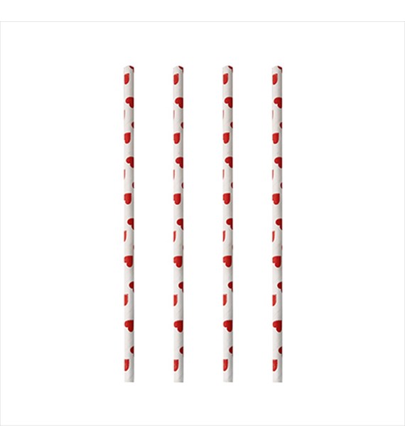 SŁOMKA PAPIEROWA 20cm fi6mm HEART (880/10/100)