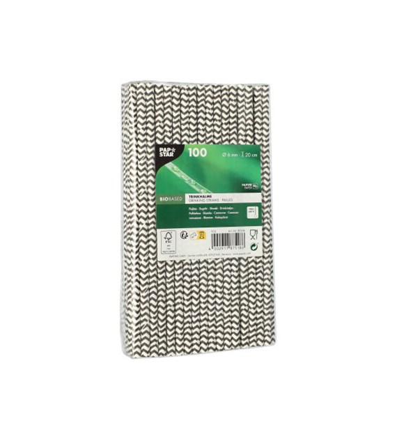 SŁOMKA PAPIEROWA 20cm fi6mm ZIG-ZAG BIAŁO-CZARNE (880/10/100)