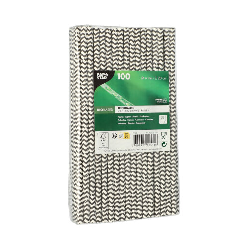 SŁOMKA PAPIEROWA 20cm fi6mm ZIG-ZAG CZARNE (880/10/100)