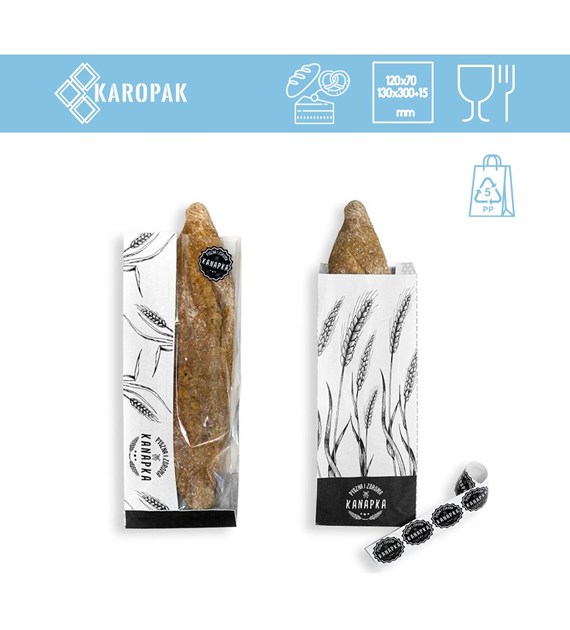 KRAM torba BIAŁA Z OKNEM `Pyszna i zdrowa kanapka` 120x70/130x300+15 (_/1000/1)