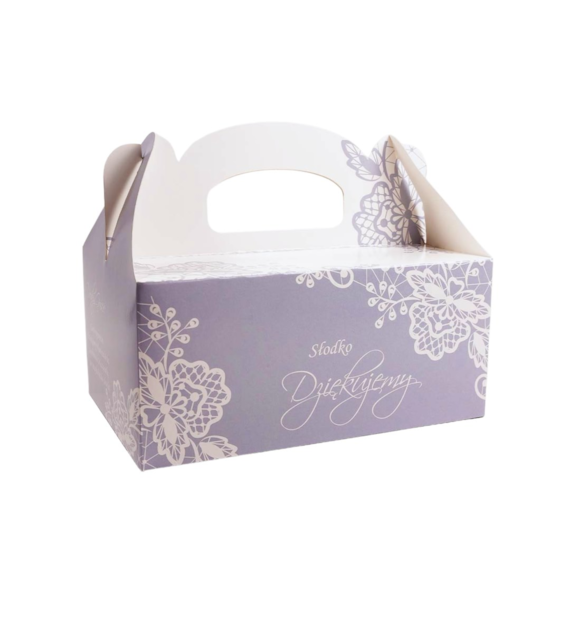 OZDOBNE PUDEŁKO NA CIASTO 19x14x9cm -KORONKA-