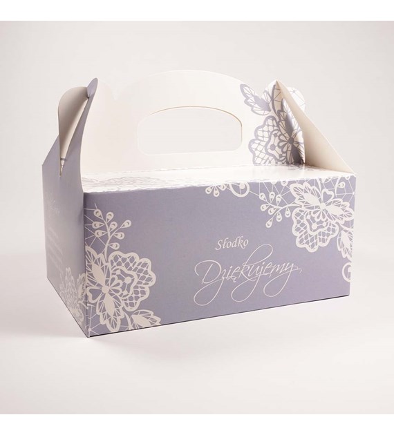 OZDOBNE PUDEŁKO NA CIASTO 19x14x9cm -KORONKA-