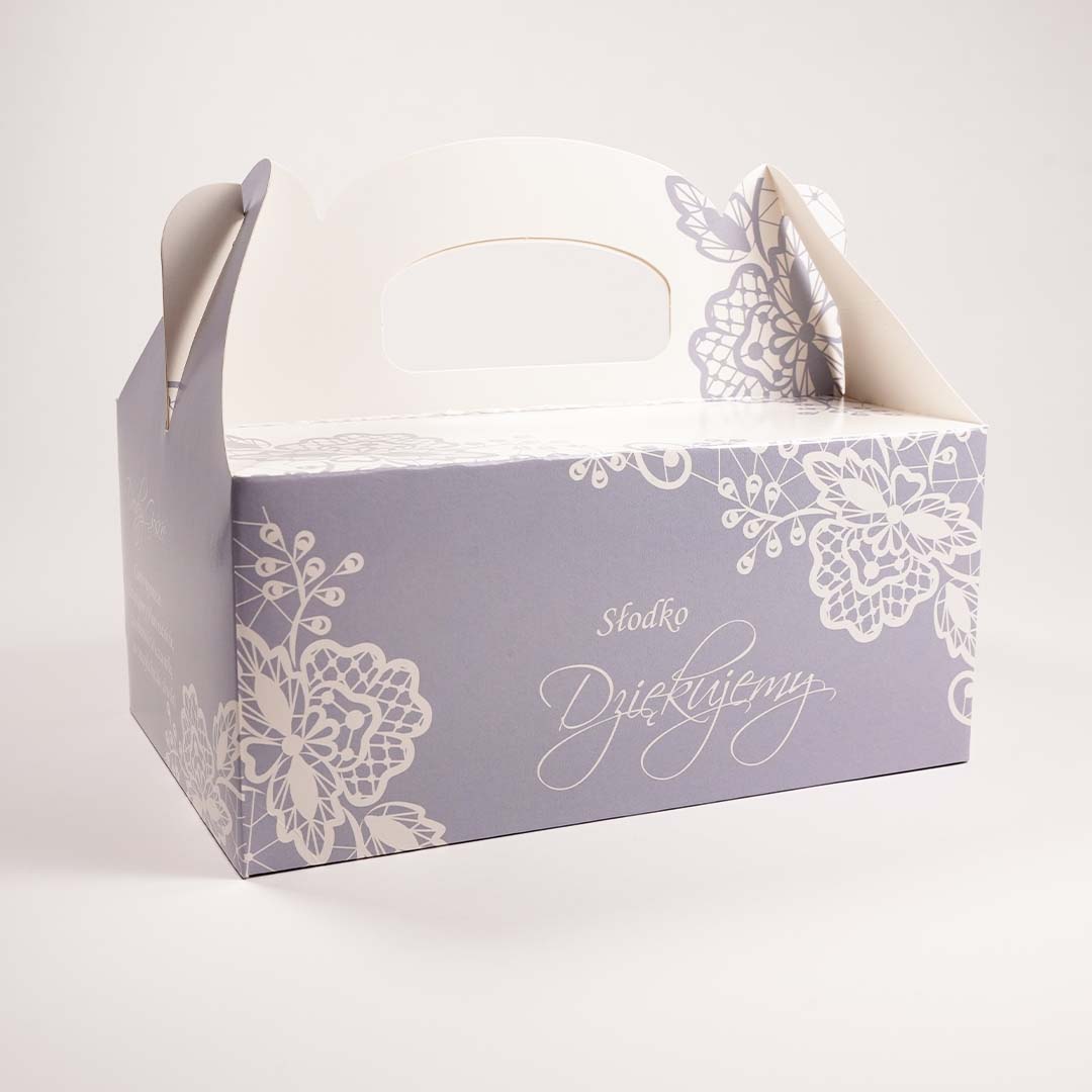 OZDOBNE PUDEŁKO NA CIASTO 19x14x9cm -KORONKA-