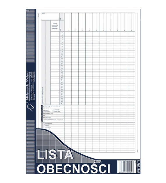 LISTA OBECNOŚCI A4
