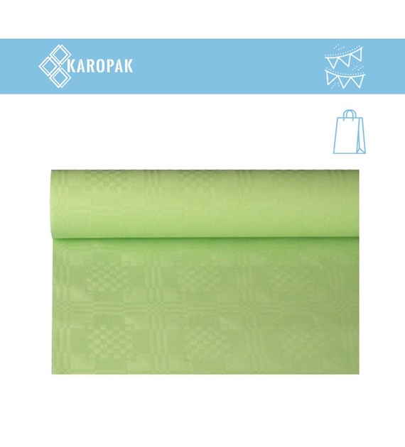 OBRUS PAPIEROWY W ROLCE 1,2x8m WYTŁOCZENIE DAMASZKOWE PASTELOWA ZIELEŃ (_/12/1)