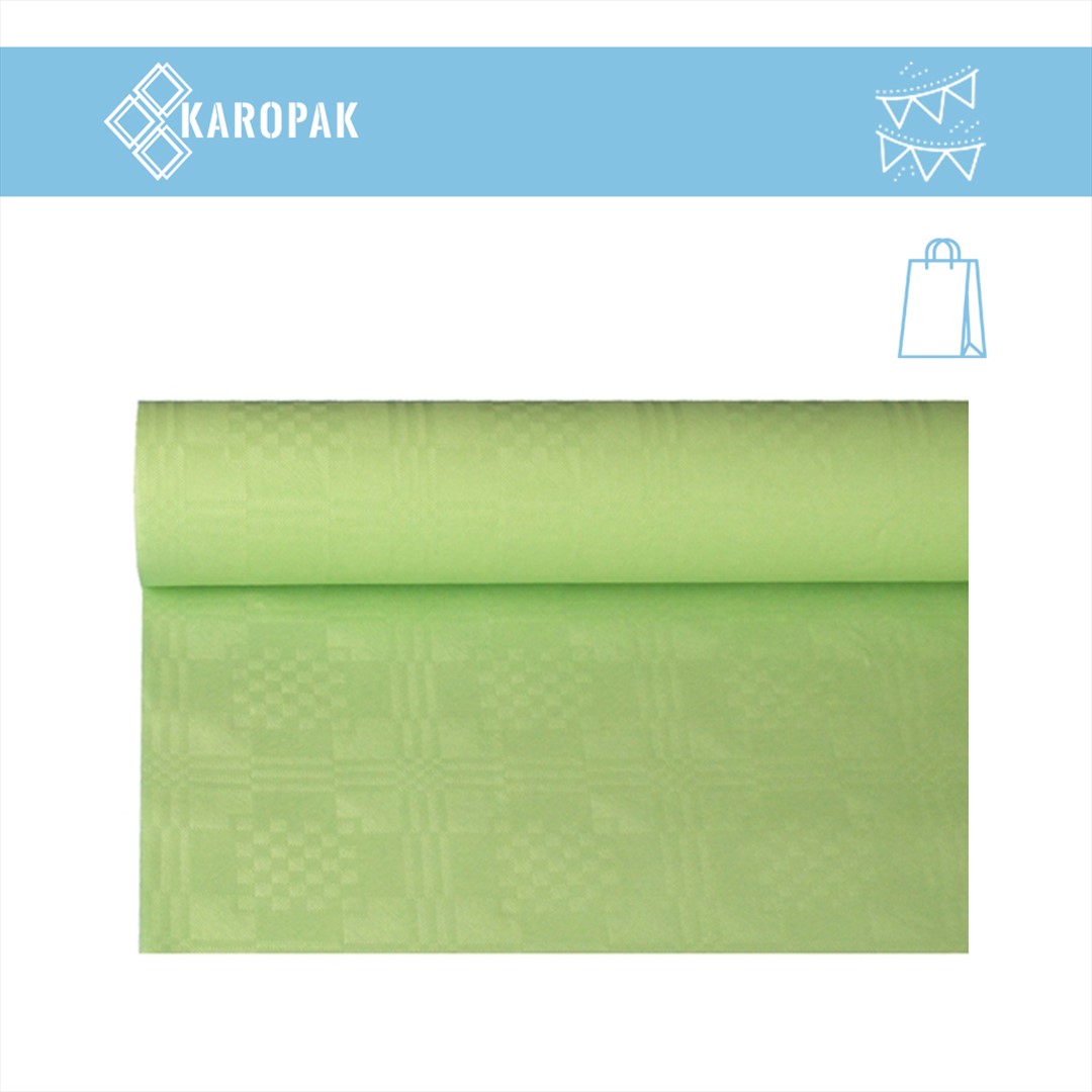 OBRUS PAPIEROWY W ROLCE 1,2x8m WYTŁOCZENIE DAMASZKOWE PASTELOWA ZIELEŃ (_/12/1)
