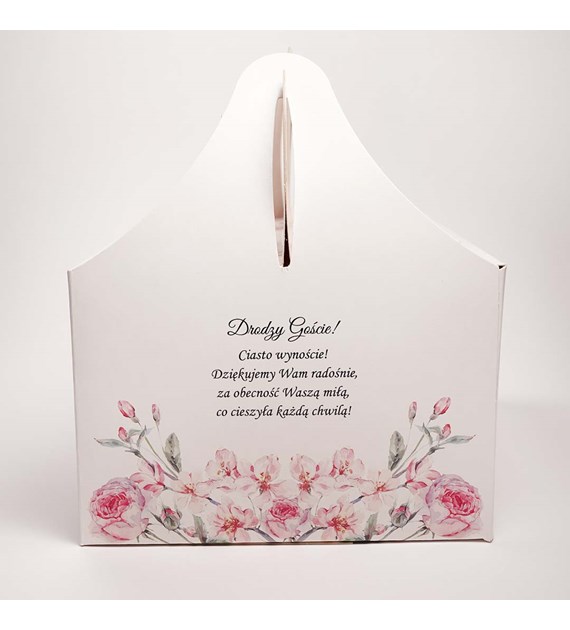 OZDOBNE PUDEŁKO NA CIASTO 19x14x9cm -RÓŻYCZKI-