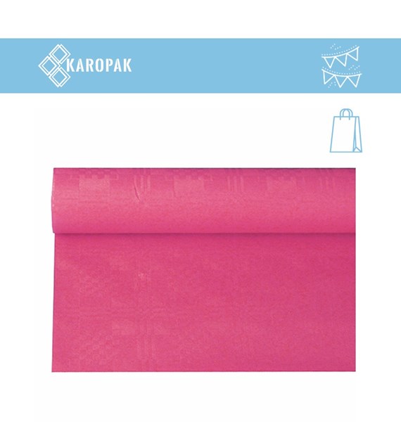 OBRUS PAPIEROWY W ROLCE 6m x 1,2m FUKSJA WYTŁOCZENIE DAMASZKOWE (_/12/1)